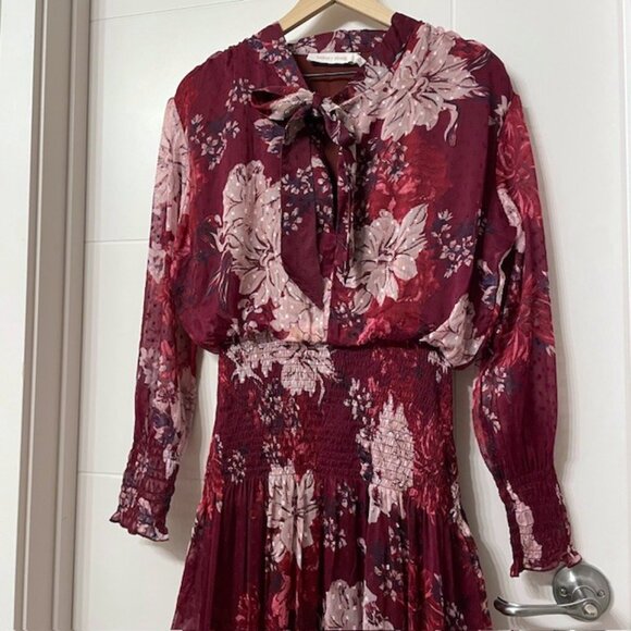 NWT Bishop + Young Cameo Midi Floral Long Sleeve Dress Dahlia Size Large - Picture 6 of 16